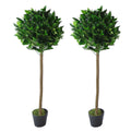 Pair of 120cm artificial bay topiary ball trees