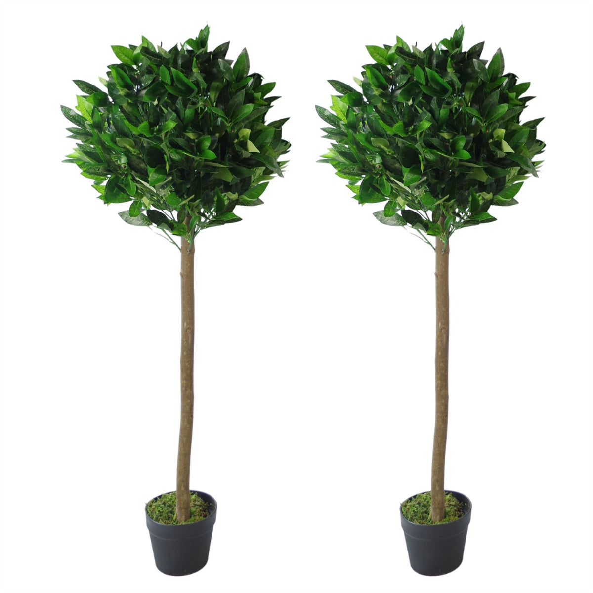 Pair of 120cm artificial bay topiary ball trees