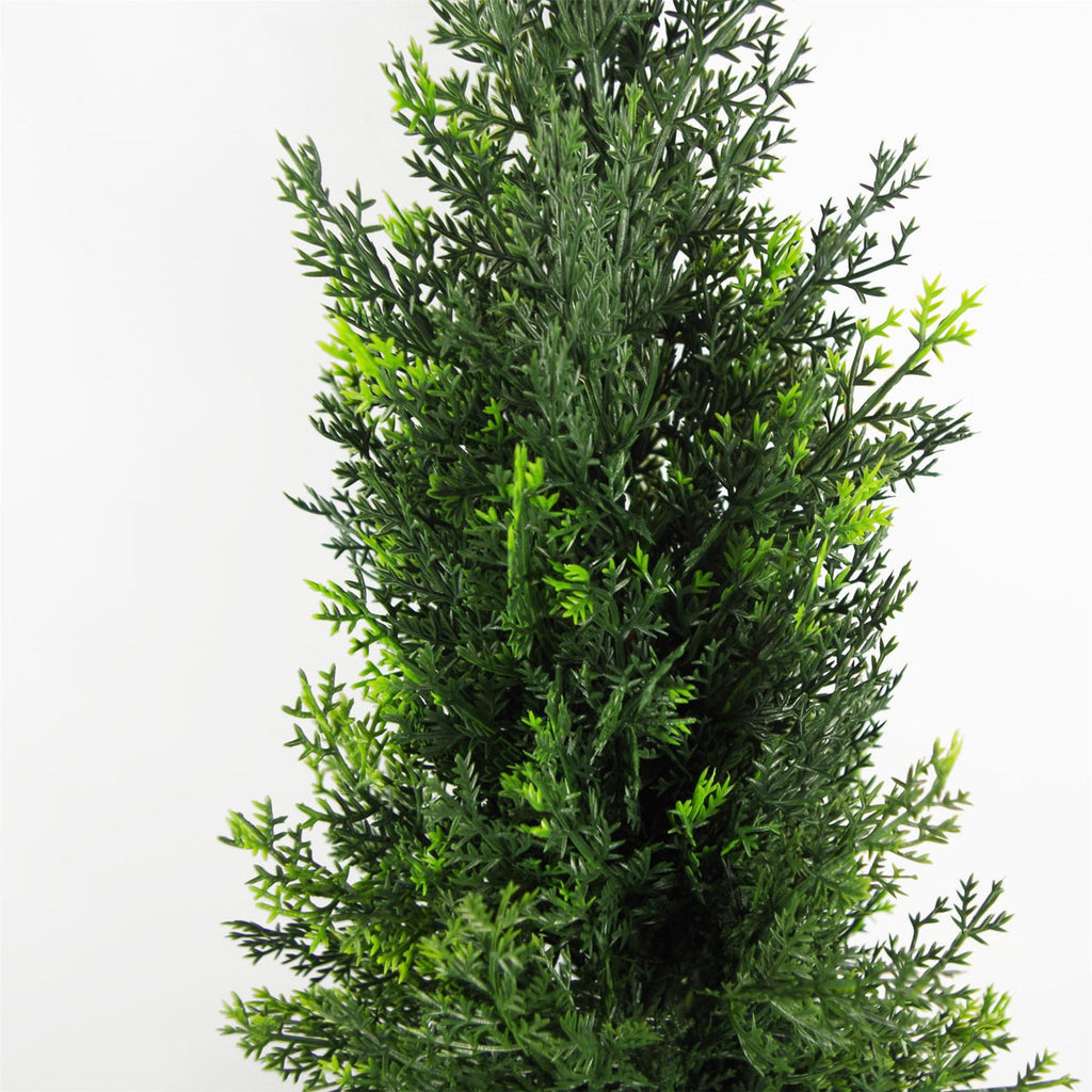 Pair of 120cm UV-resistant artificial cedar topiary trees – view 2