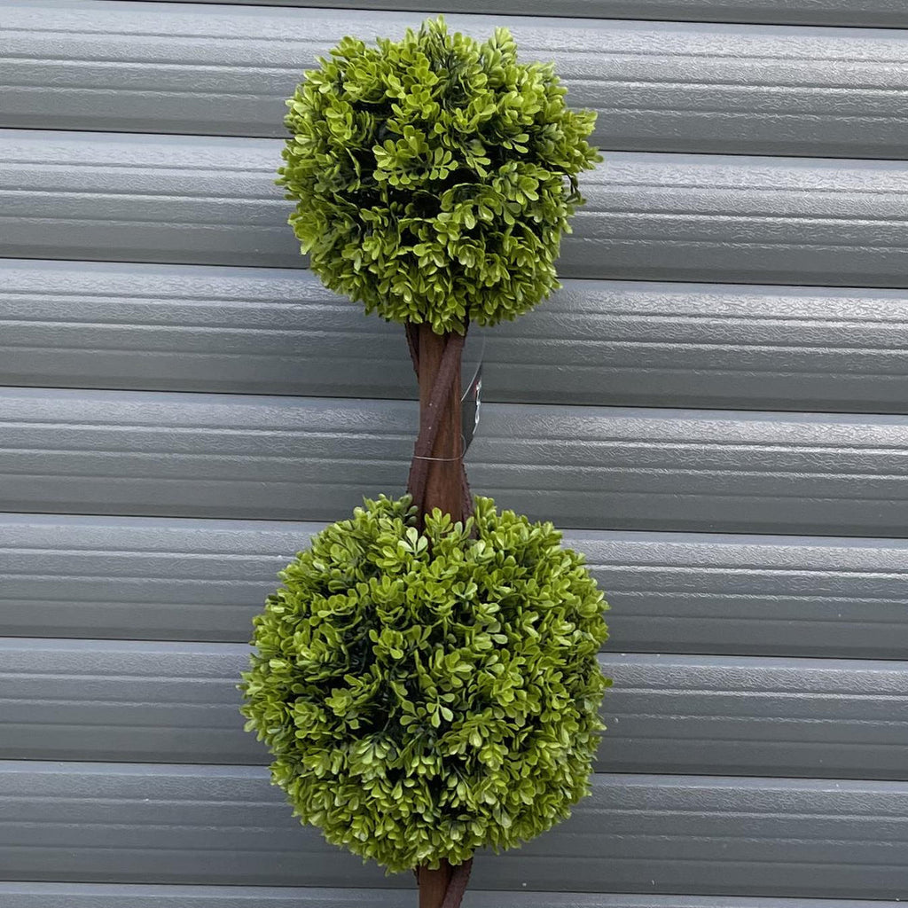Pair of 90cm artificial double ball topiary trees – view 5