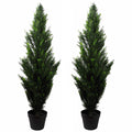 Pair of 120cm UV-resistant artificial cedar topiary trees