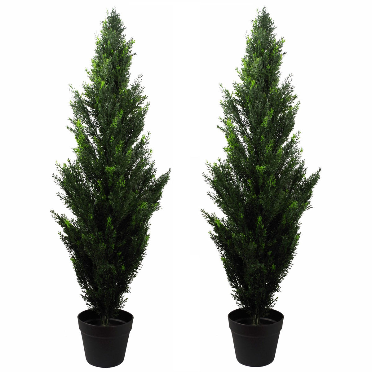 Pair of 120cm UV-resistant artificial cedar topiary trees