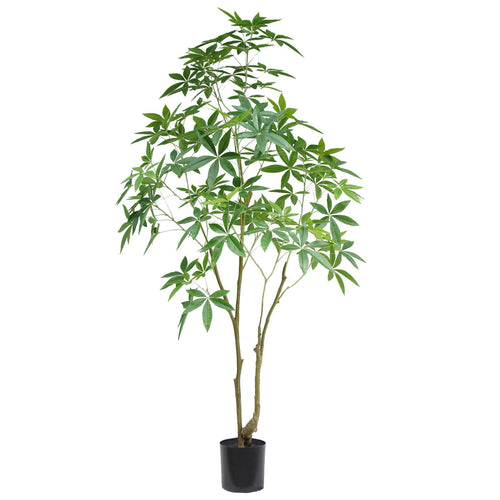 Large 210cm artificial Pachira money tree in black pot – view 2